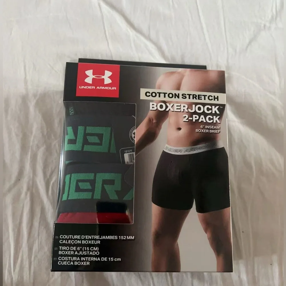 Men 2-Pack Under Armour UA Charged Cotton‎ Boxerjock  Underwear M
